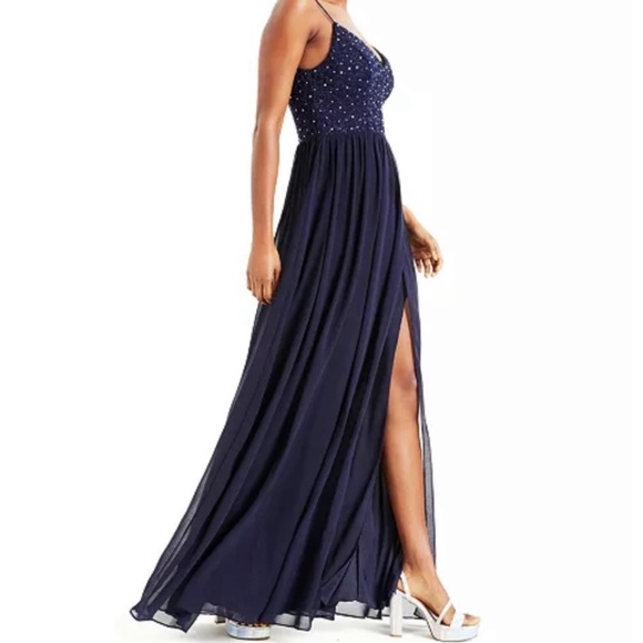 Navy Blue Macys Formal Dress Junior size 3 - Picture 2 of 5